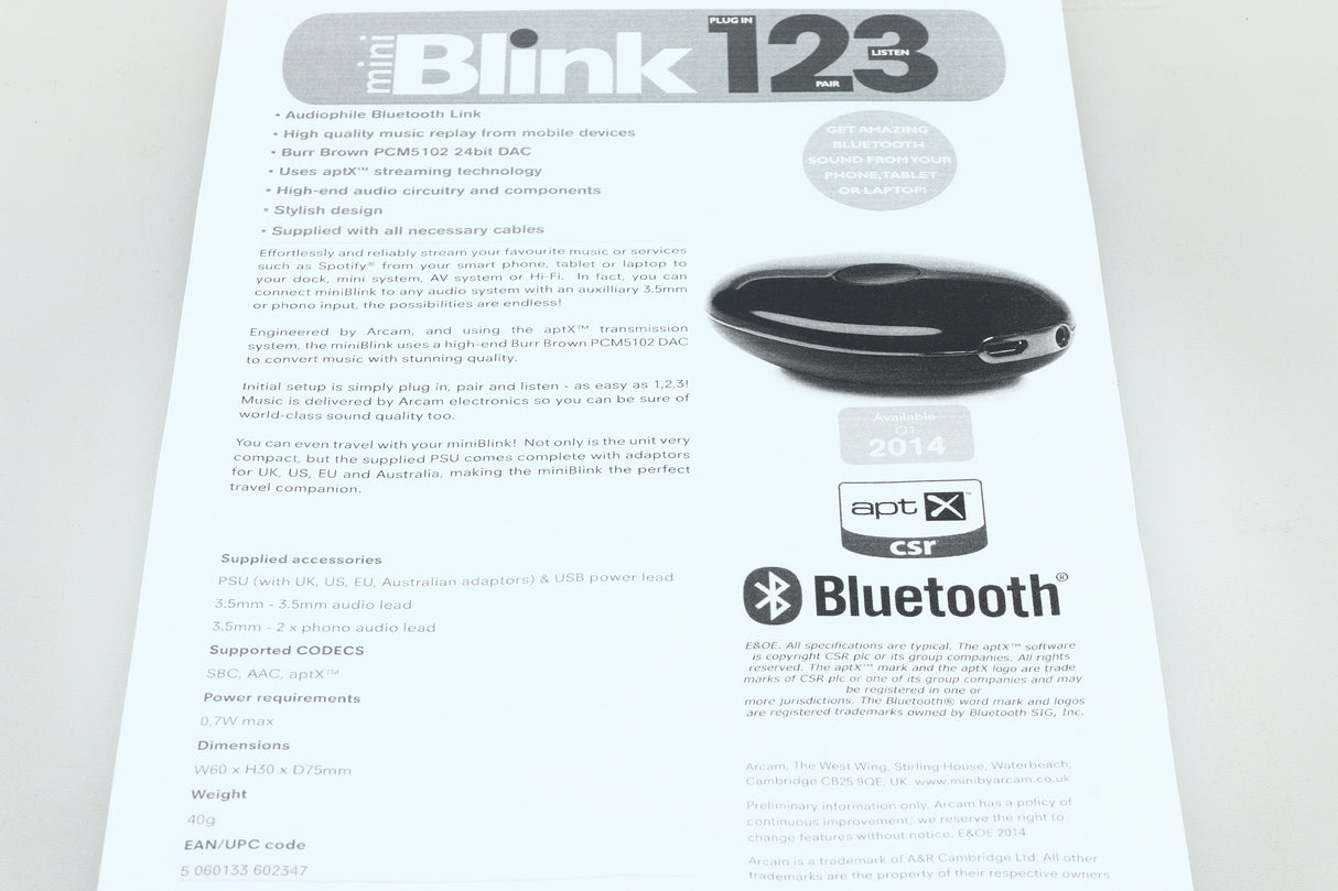 Arcam Mini Blink Bluetooth Receiver