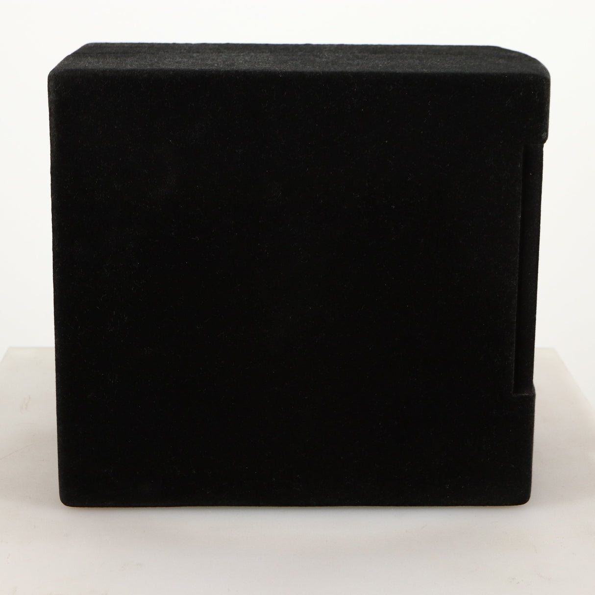 Left side view of a used Acoustic Precision Eikos FR1 Standmount Speaker in a black flock finish