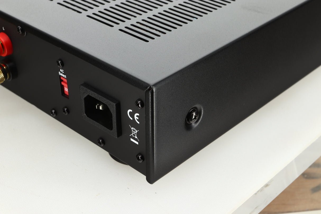 View of an Ex Demo AMC XIA50 Integrated Amplifier rear right corner