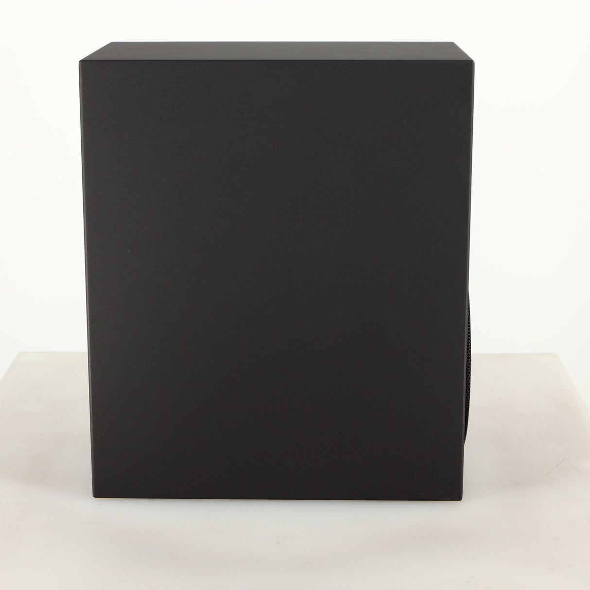Left side view of a used Amphion Helium 410 Standmount Speaker in a black finish
