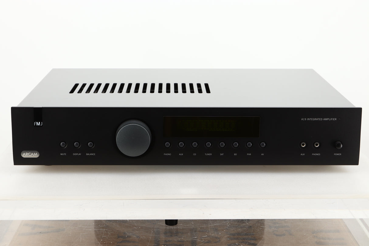 Front view of a used Arcam A19 Integrated Amplifier in Black finish
