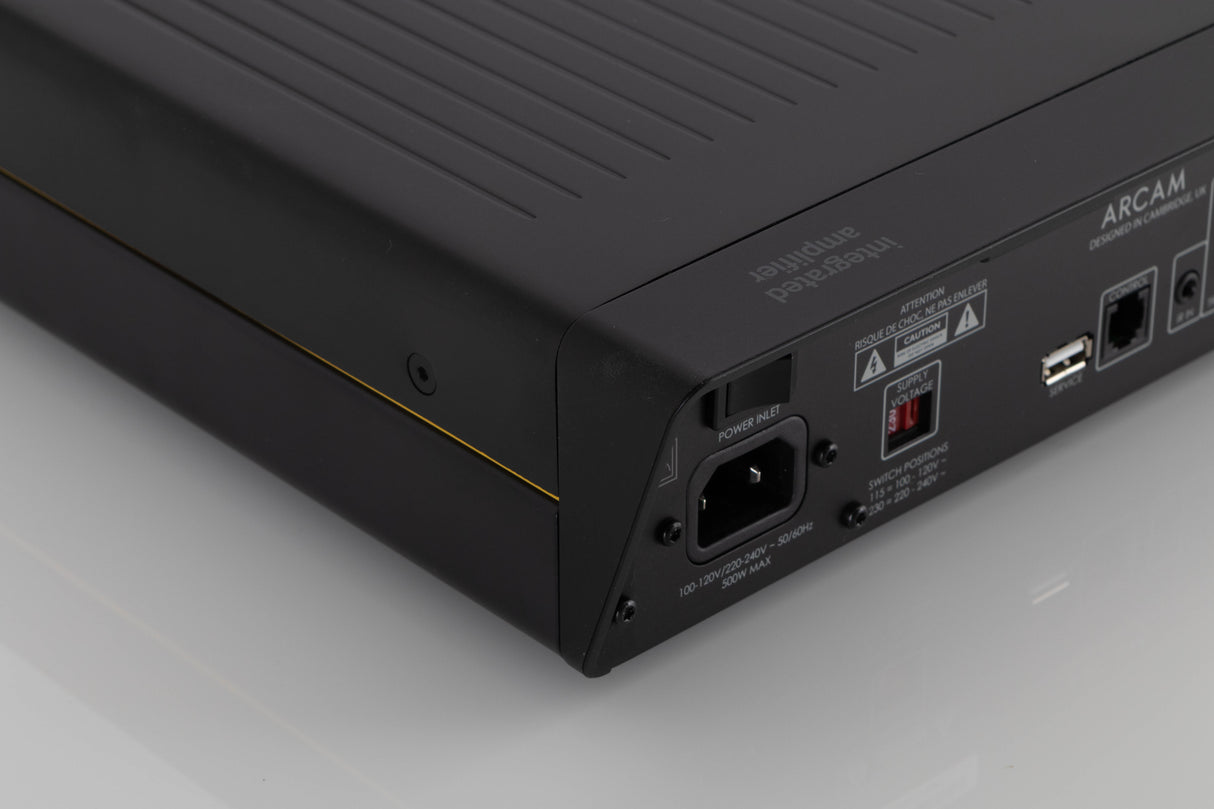 Rear left corner view of a used Arcam A25 Radia Integrated Amplifier