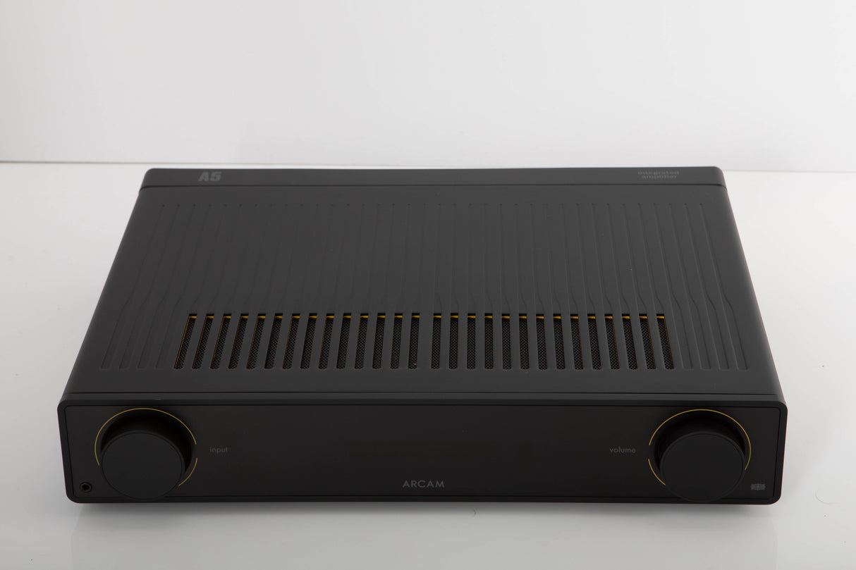 Front view of a used Arcam A5 Integrated Amplifier in a black finish