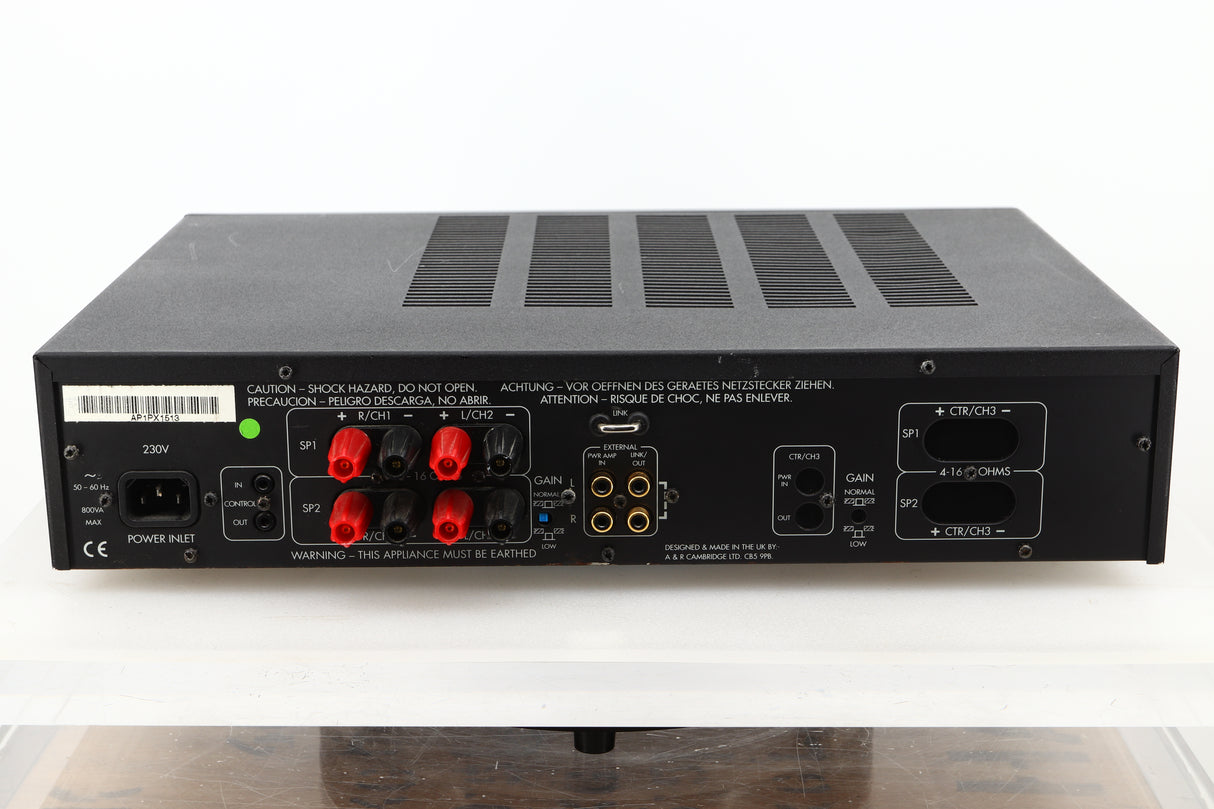 Rear view of a used Arcam Alpha 10 Power Amplifier