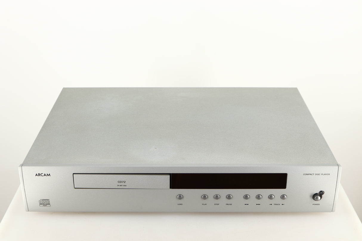 Top of a used Arcam Diva CD72 CD Player in a silver finish