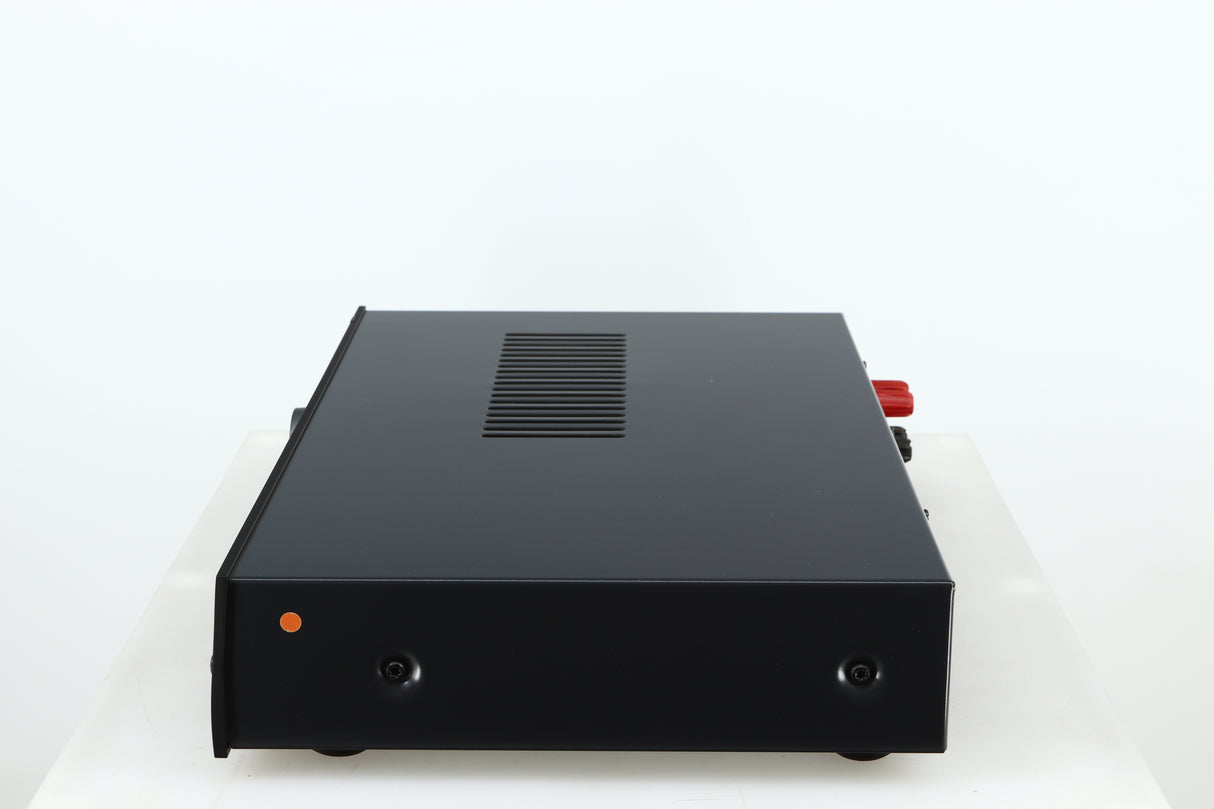 Right side view of a used Arcam FMJ A19 Integrated Amplifier in a black finish