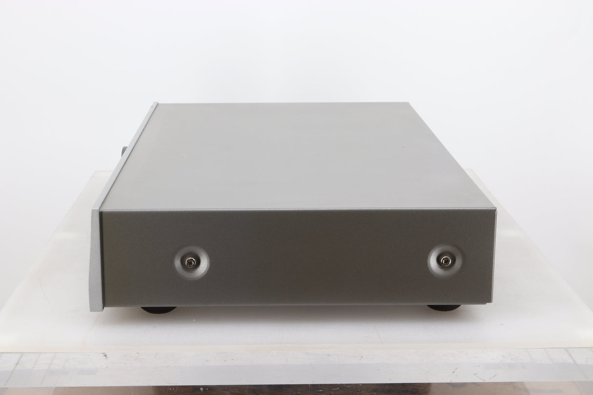 Right side view of a used Arcam FMJ T32 FM / DAB Tuner in a silver finish