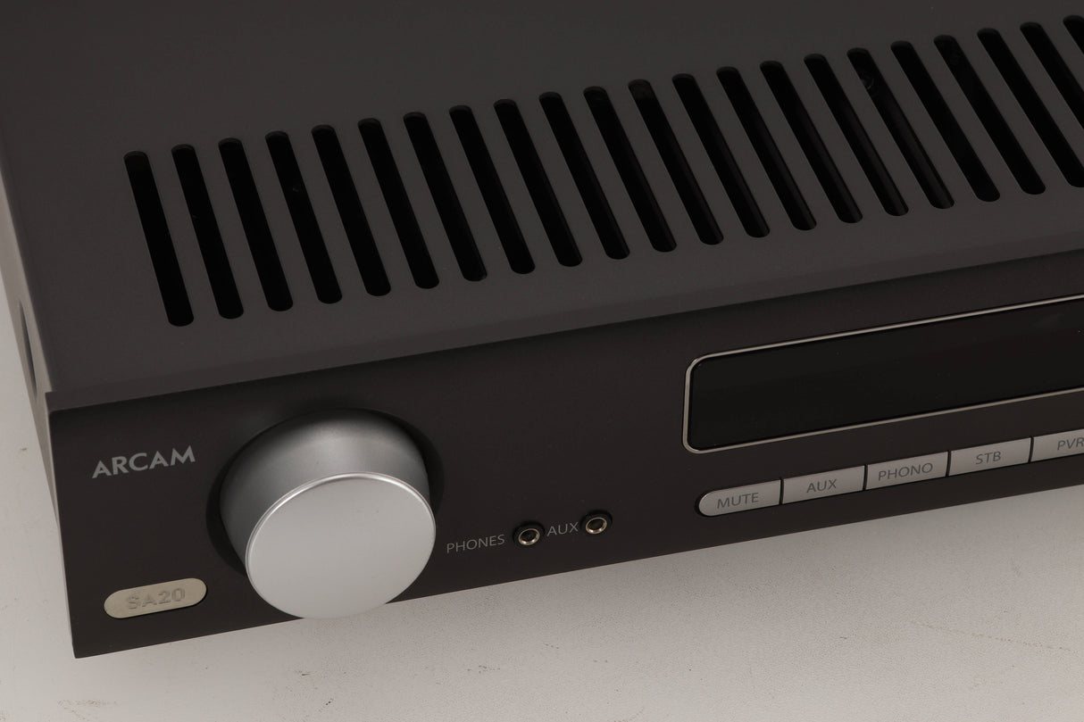 Close up view of a used Arcam SA20 Integrated Amplifier