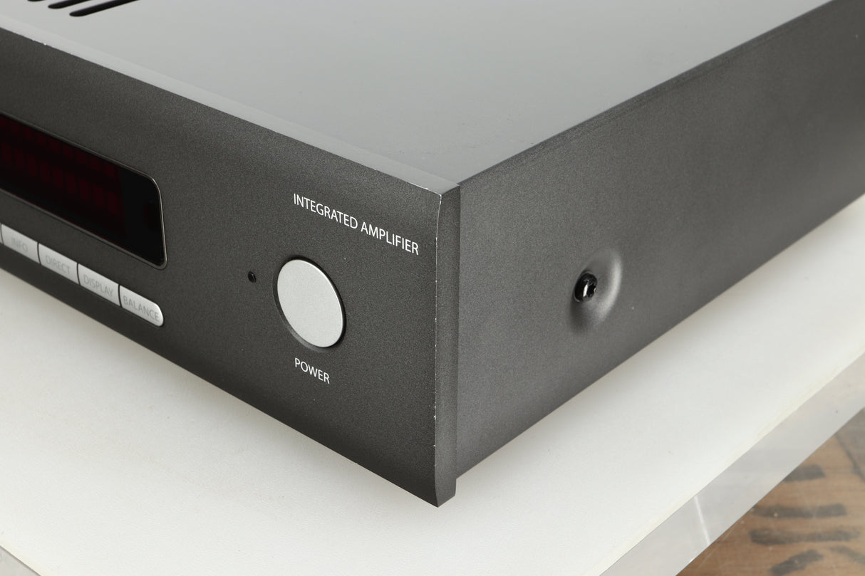 Front right corner view of a used Arcam SA30 Integrated Amplifier