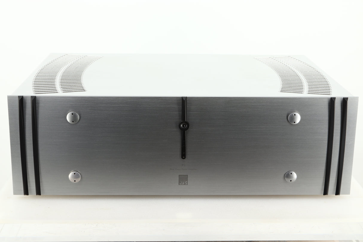 Front view of a used ATC P1 Power Amplifier in silver finish