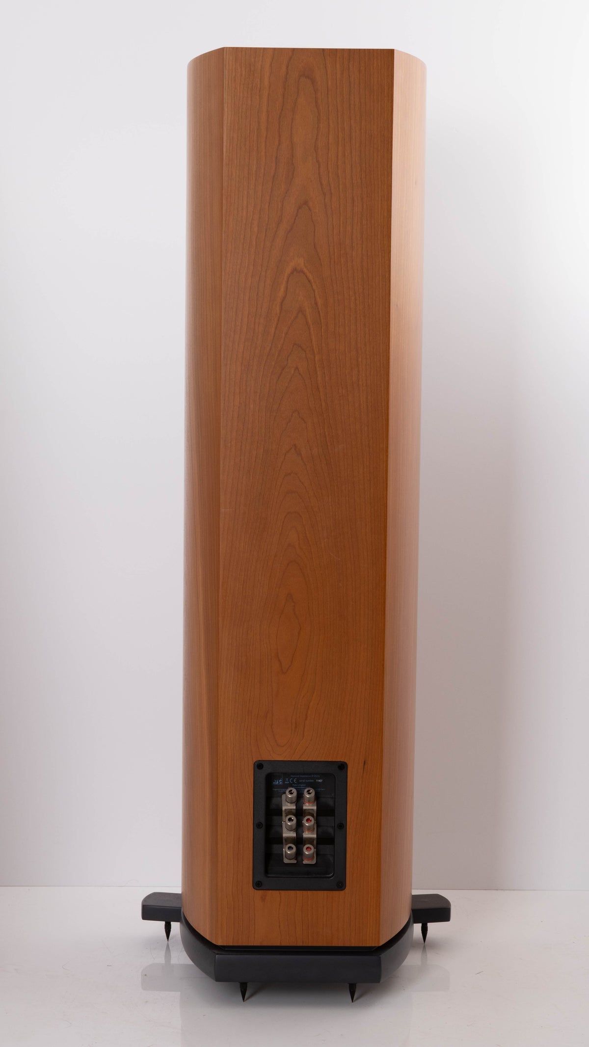 Rear view of a used ATC SCM40 Floorstanding Speaker in a Cherry finish