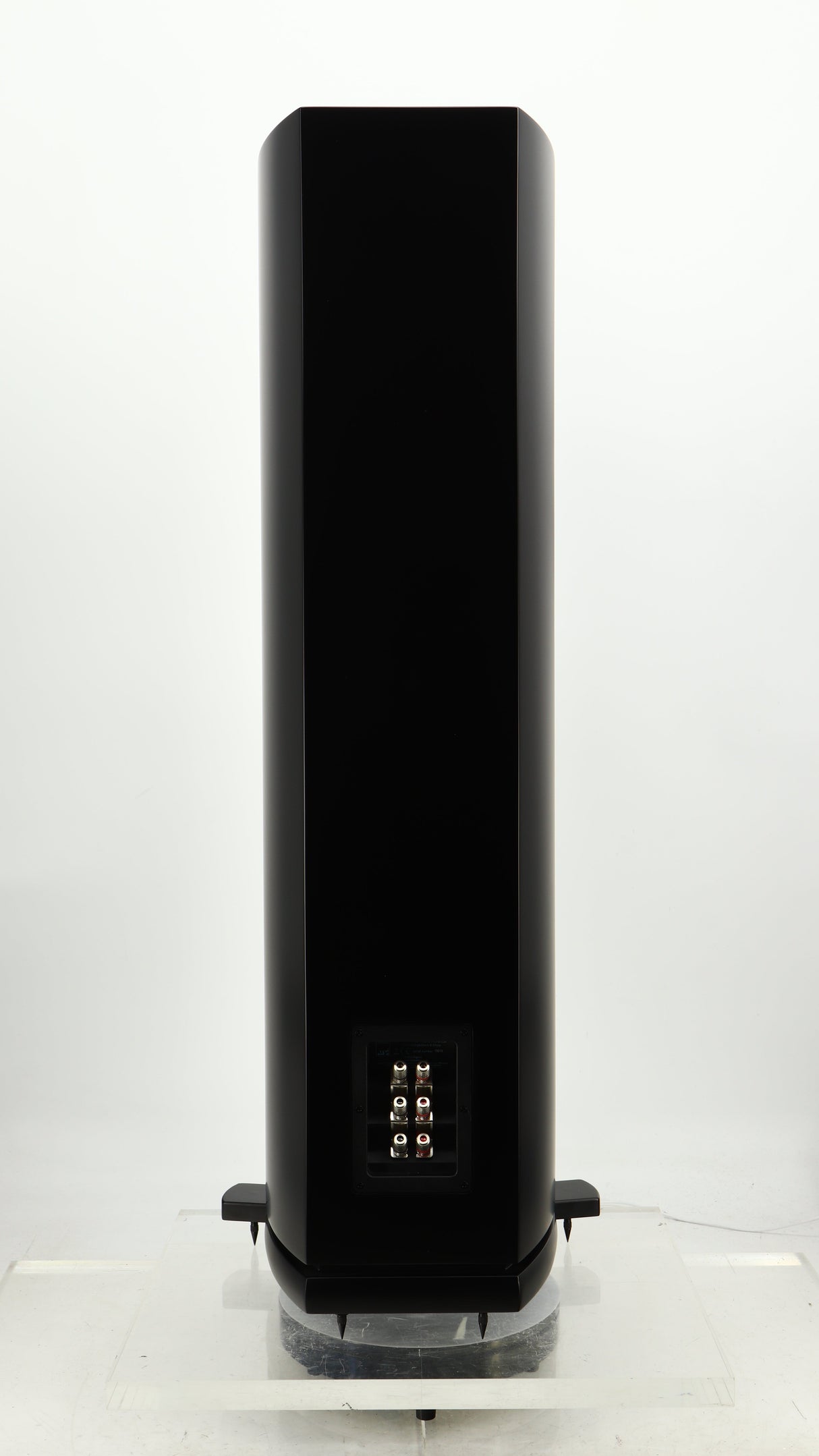 Rear view of a used ATC SCM40 Floorstanding Speaker in a satin black finish