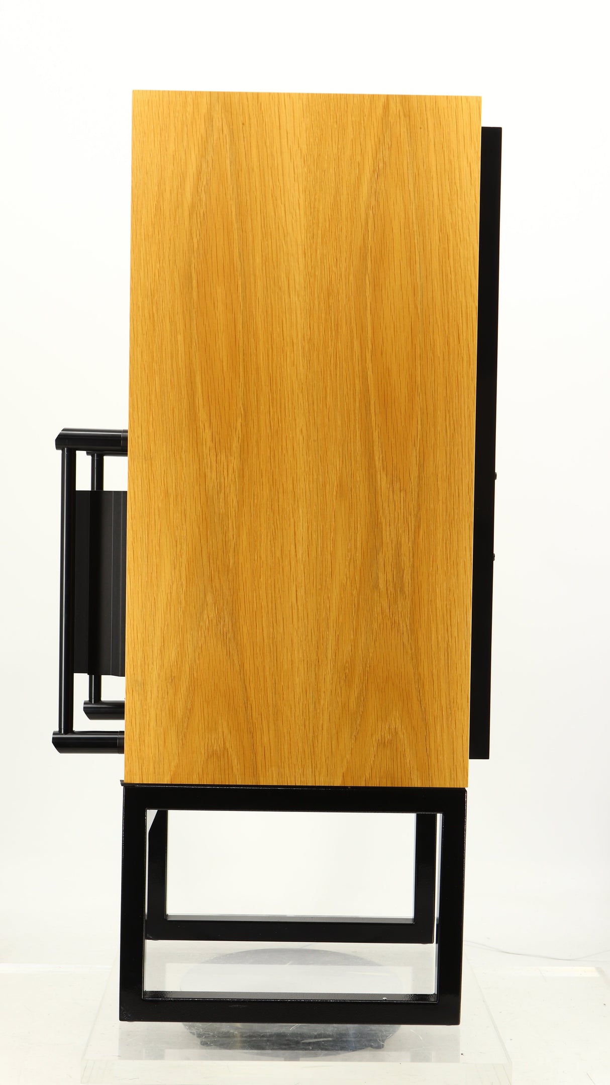 Left side view of a used ATC SCM50SL Active Classic Standmount Speaker in a oak finish