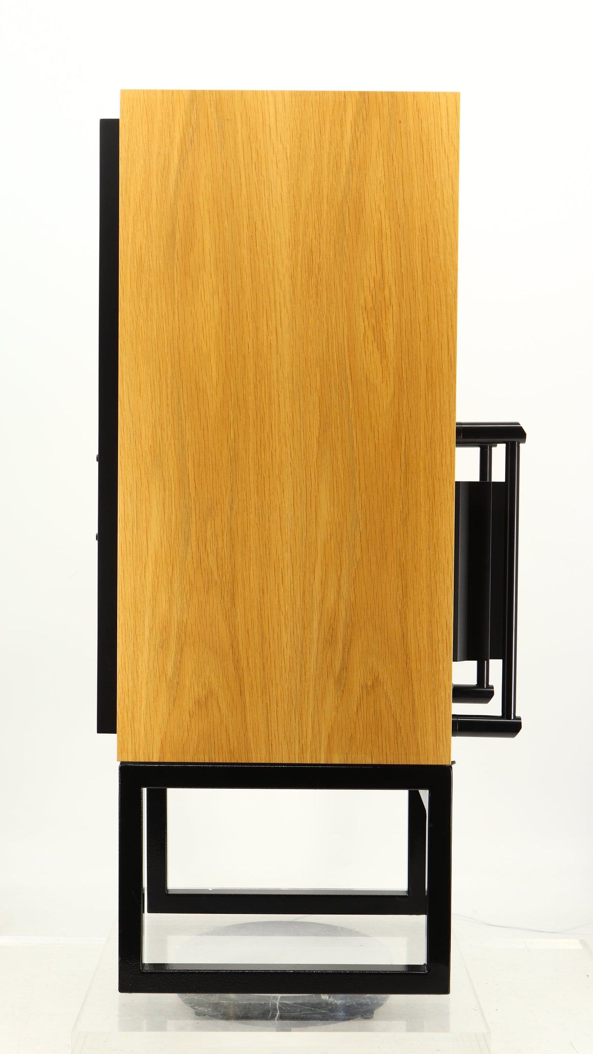Right side view of a used ATC SCM50SL Active Classic Standmount Speaker in a oak finish