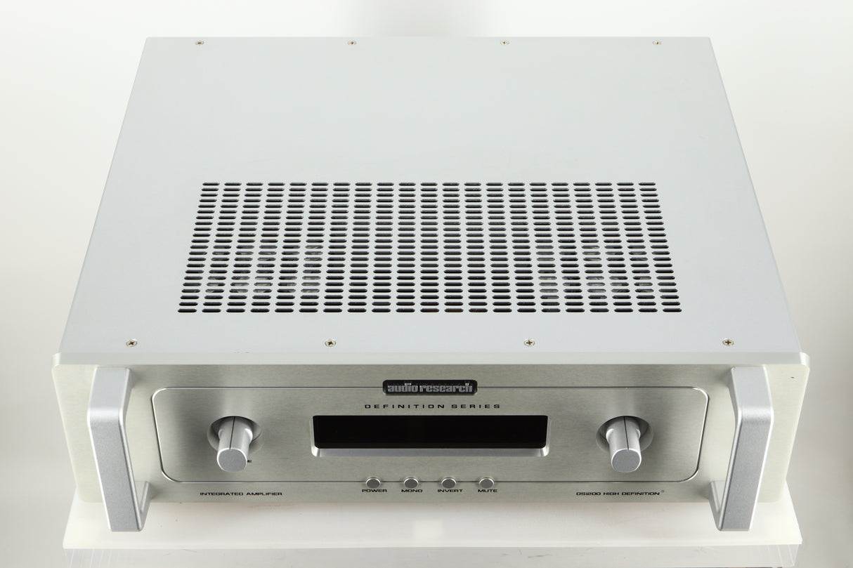 Top view of a used Audio Research DSi200 Integrated Amplifier in silver finish