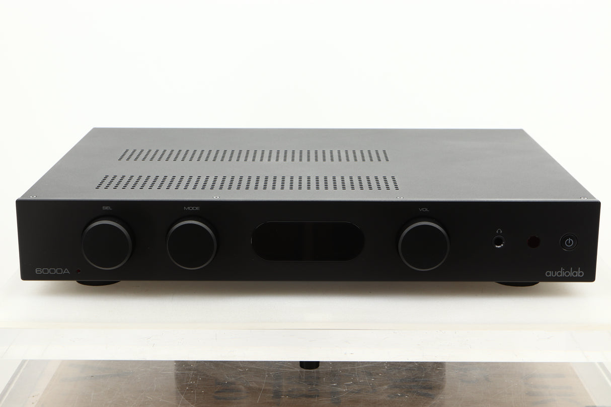 Front view of a used Audiolab 6000A Integrated Amplifier in Black finish