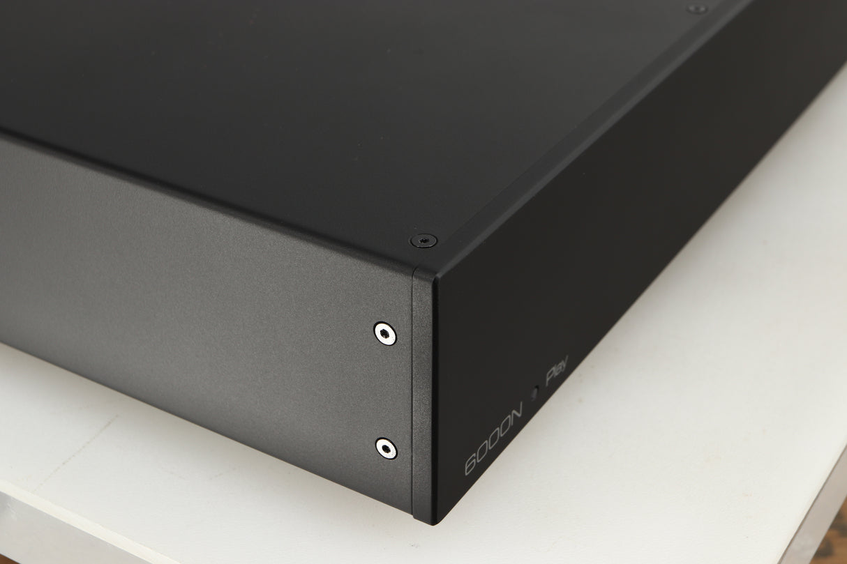 Front left corner of a used Audiolab 6000N Network Streamer in a black finish