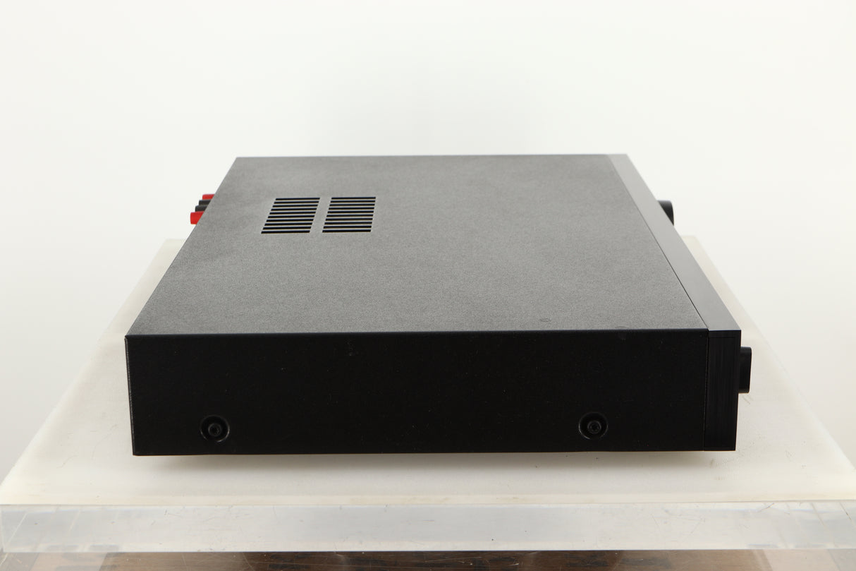 Side view of a used Audiolab 8000A Integrated Amplifier in Black finish
