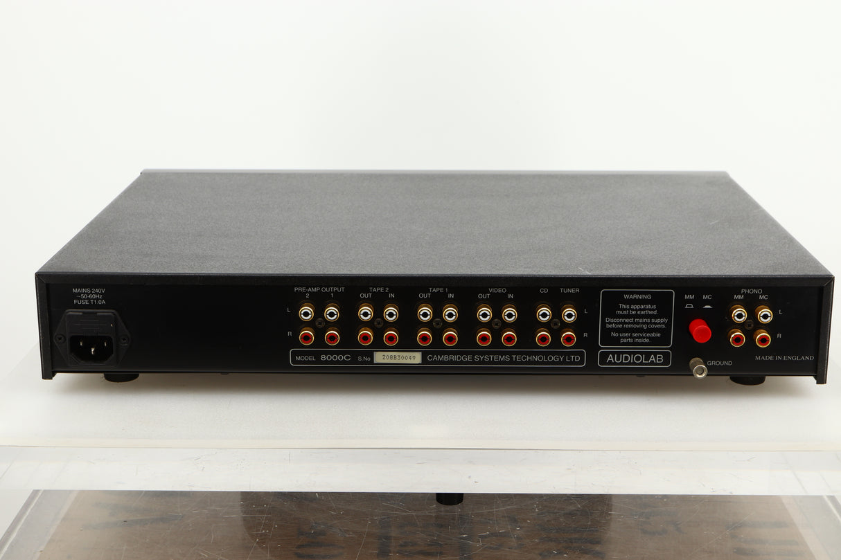 Rear view of a used Audiolab 8000C Pre Amplifier in Black finish