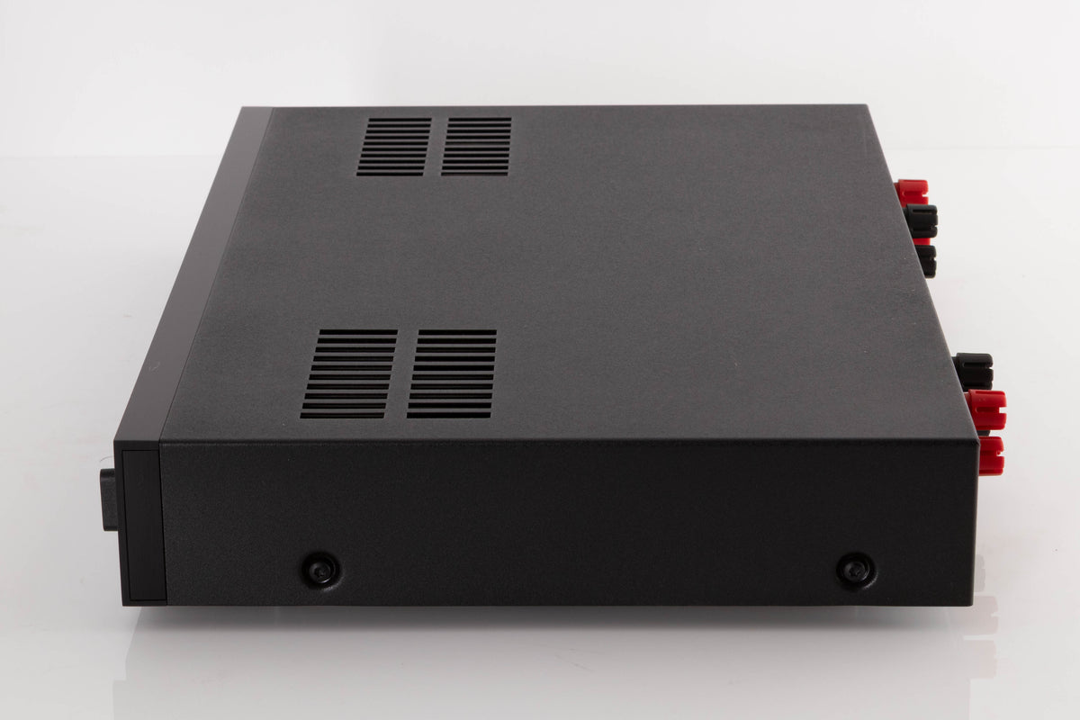 Right side view of a used Audiolab 8000P Power Amplifier in a Black finish