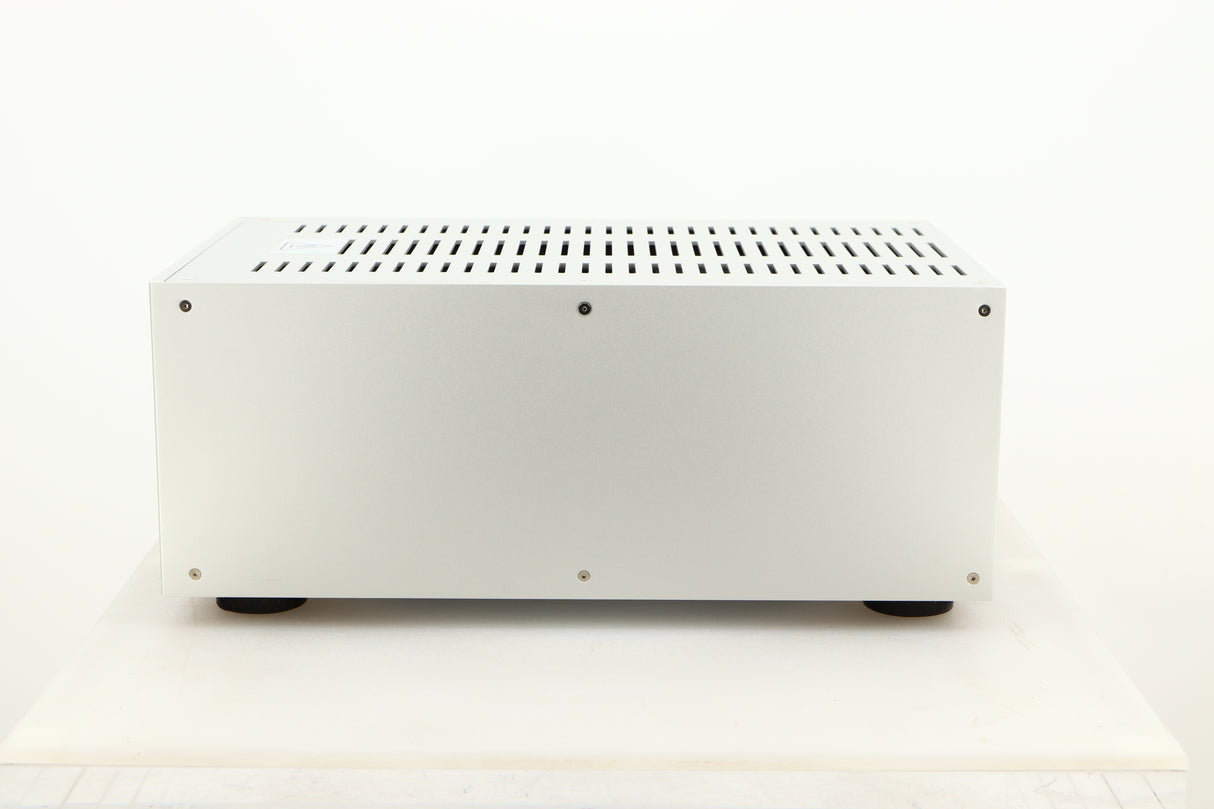 Side view of a used Audiolab 8200MB Monoblock Power Amplifiers in Silver finish
