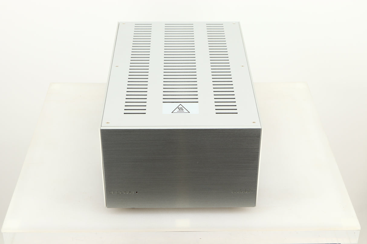 Top view of a used Audiolab 8200MB Monoblock Power Amplifiers in Silver finish