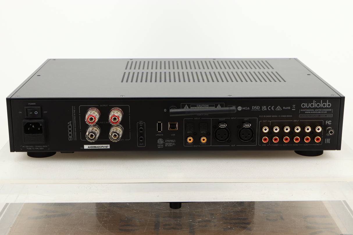 Rear view of a used Audiolab 9000A Integrated Amplifier in Black