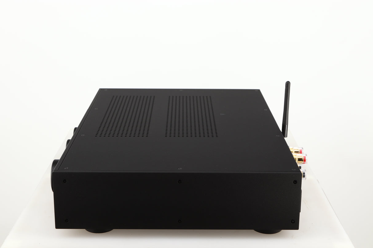 Right side view of a used Audiolab 9000A Integrated Amplifier in a black finish