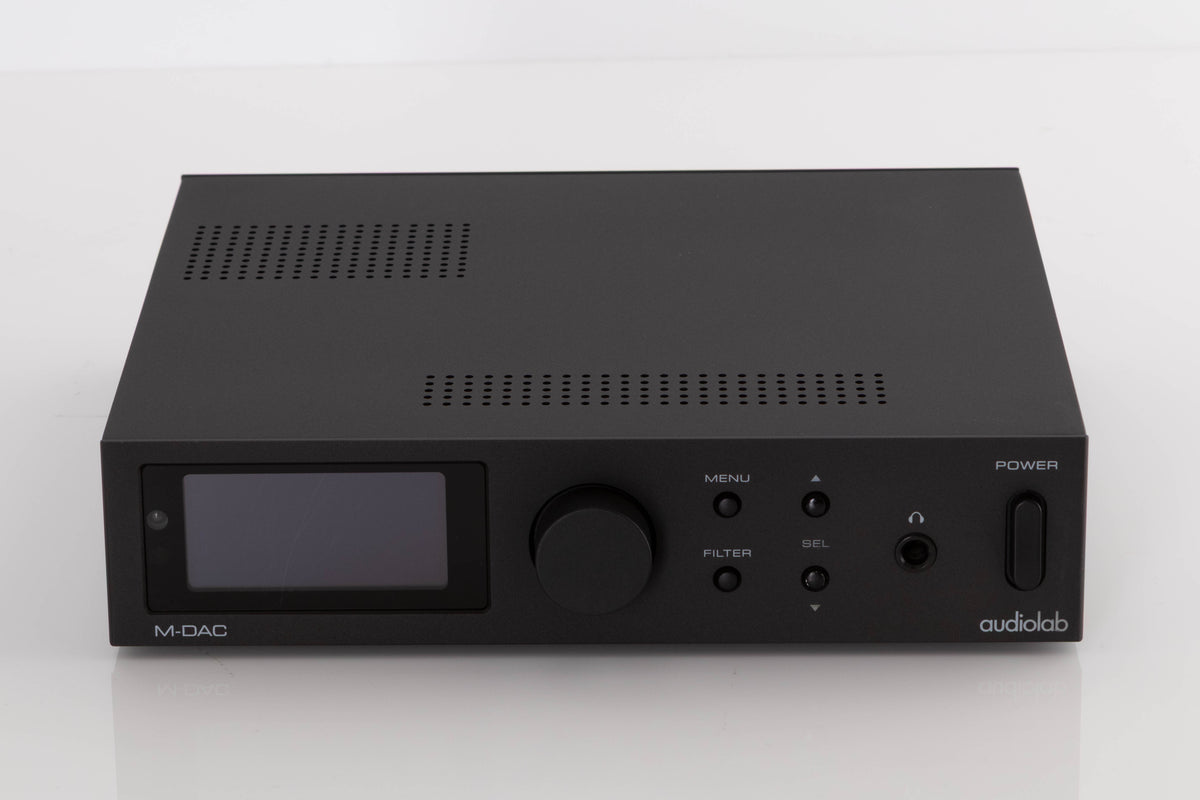 Front view of a used Audiolab M-DAC Digital Analogue Converter in a Black finish