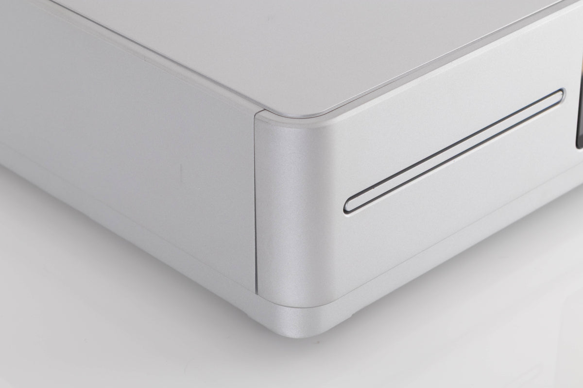 Front left corner view of a used Audiolab Omnia Integrated Streaming System in Silver
