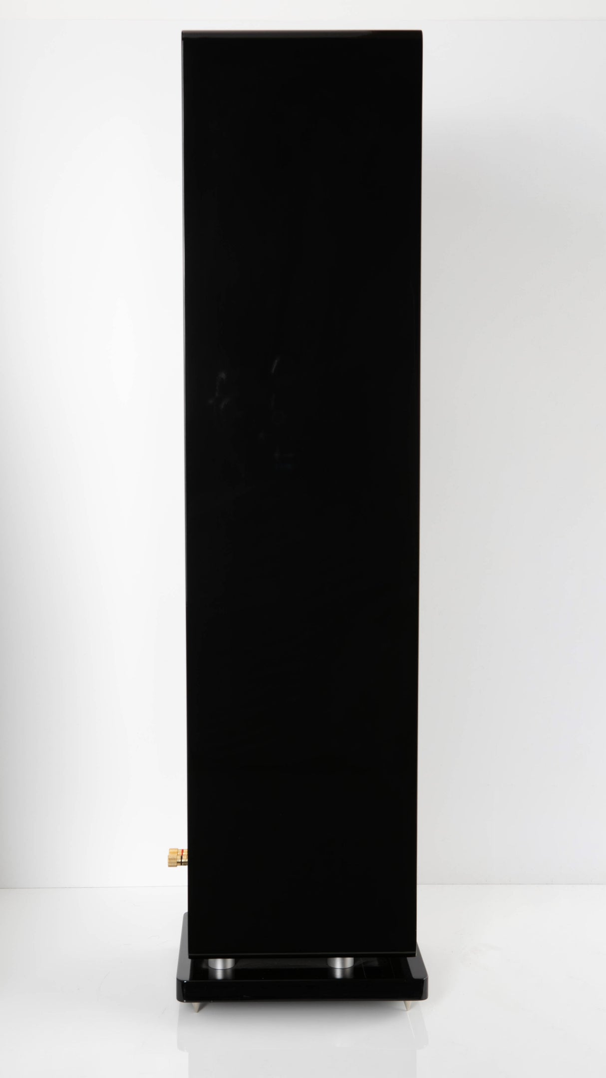 Left side view of a used Audiovector QR5 Floorstanding Speaker in a Gloss Black finish