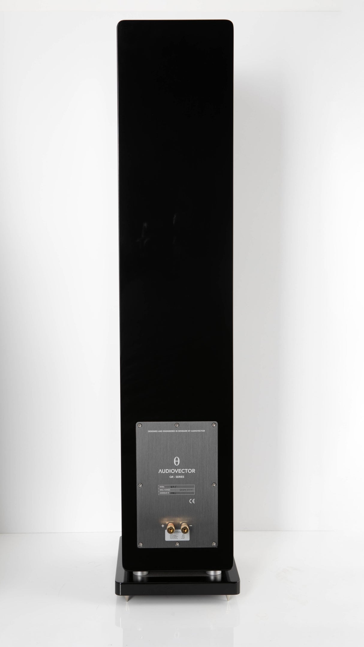 Rear view of a used Audiovector QR5 Floorstanding Speaker in a Gloss Black finish