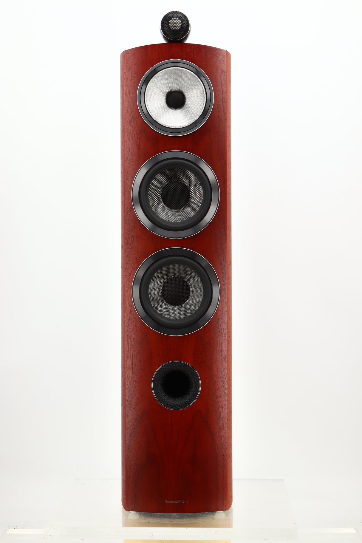 Front view of a used B&W 804 D3 Floorstanding Speakers in Rosenut finish