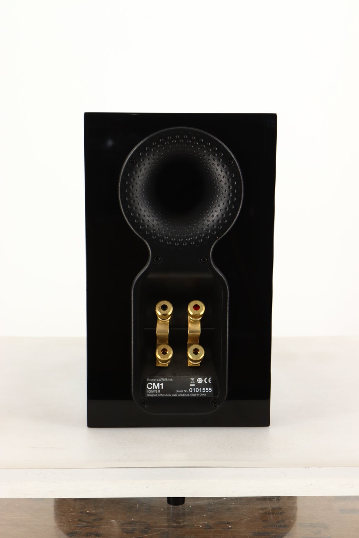 Rear view of a used B&W CM1 Standmount Speaker in Gloss Black finish