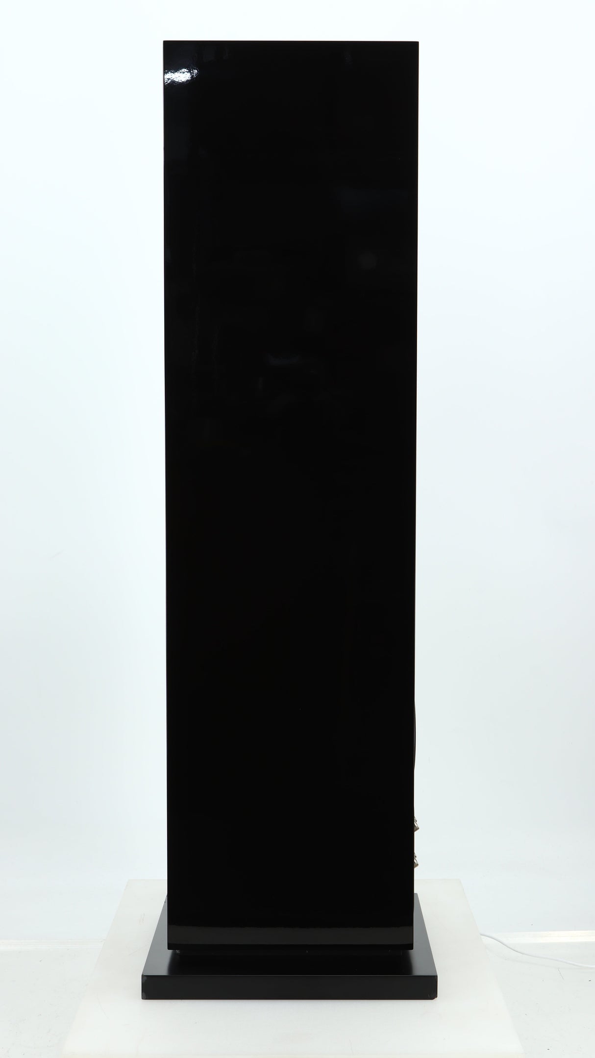 Right side view of a used B&W CM8 S2 Floorstanding Speaker in a piano black finish