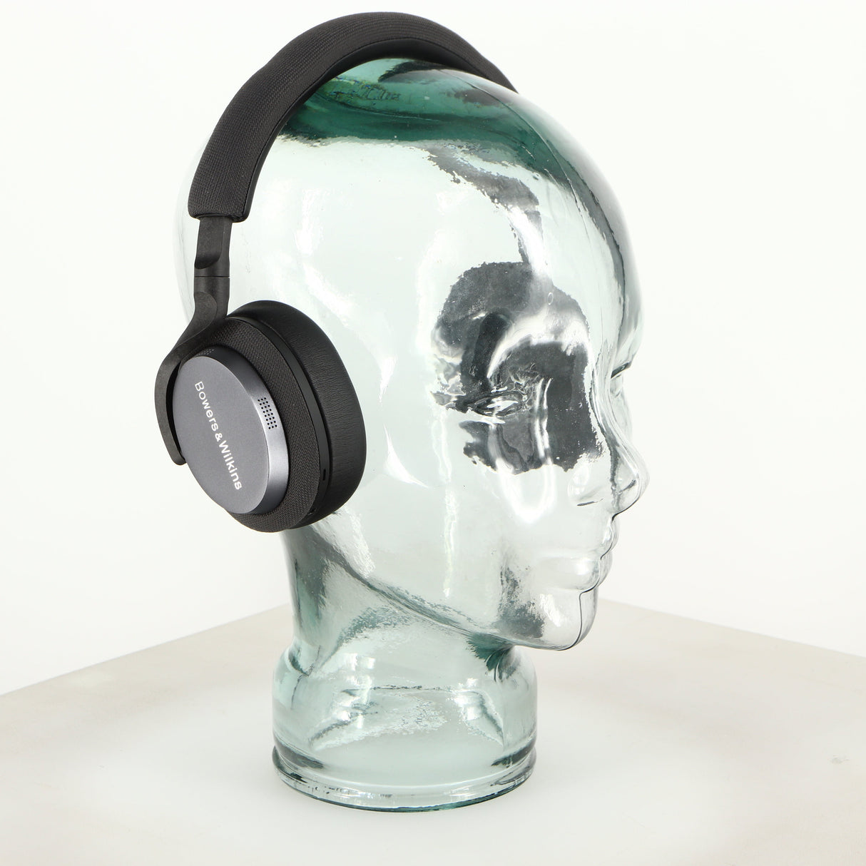 Front left angle of used B&W PX5 Noise Cancelling Wireless Headphones in a space grey finish