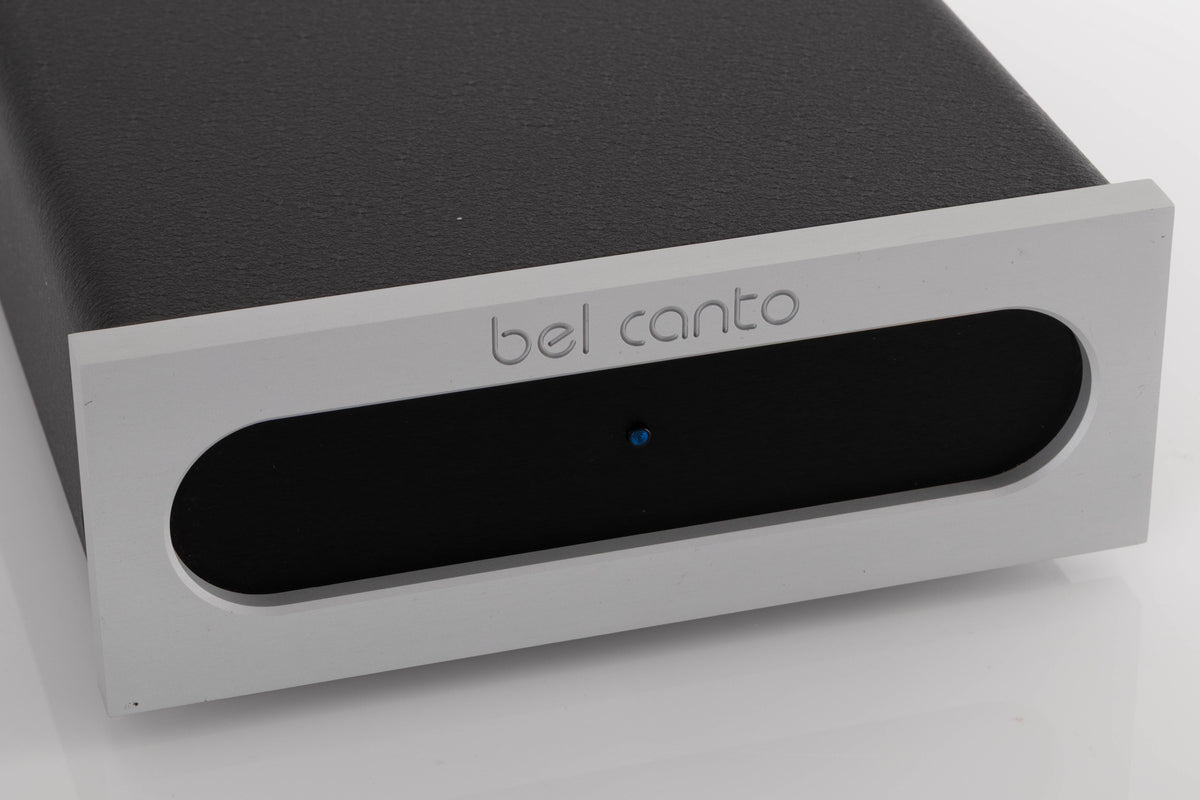 Close up view of a used Bel Canto S300 Power Amplifier