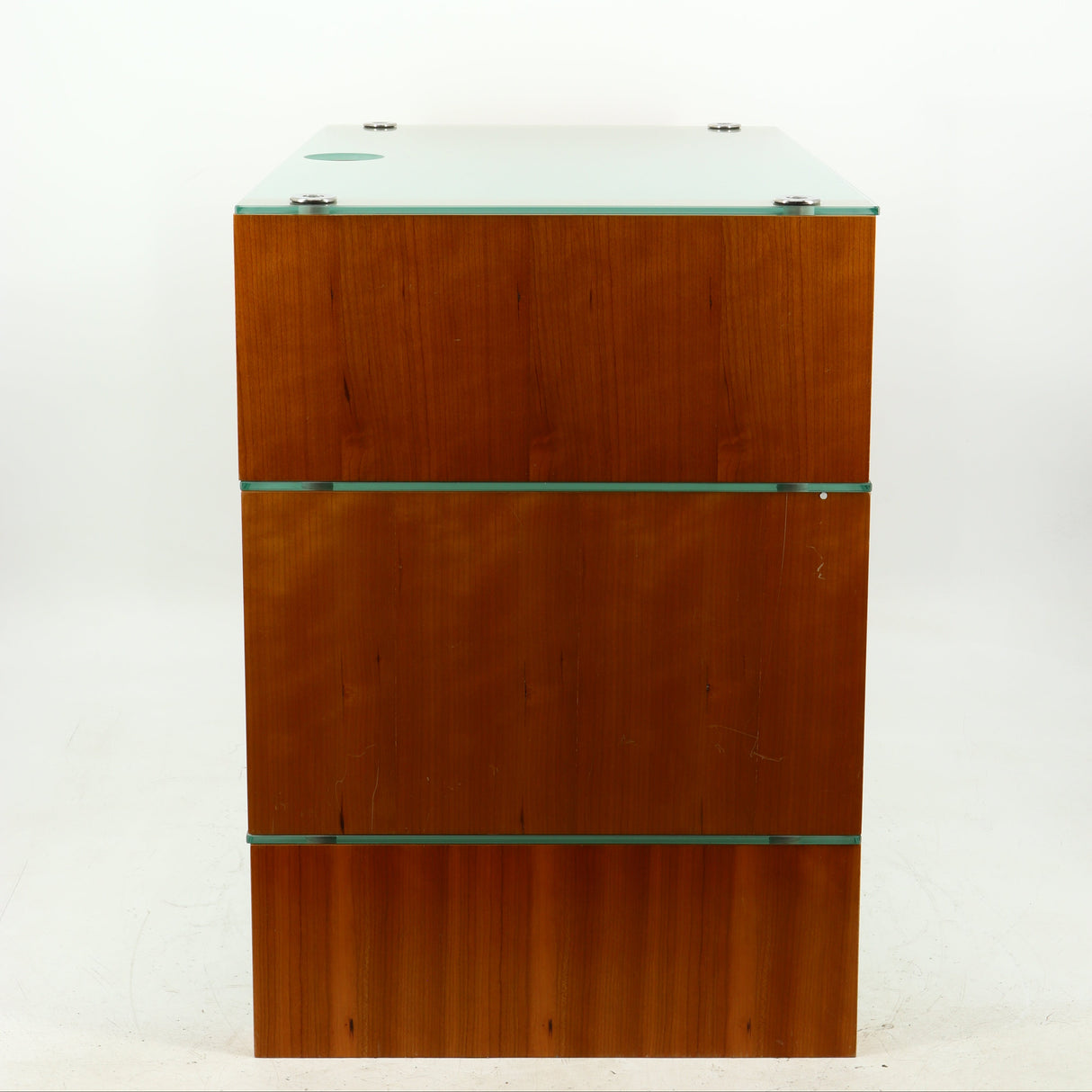 Right side view of a used BLOK Hifi Stand Shelf 3 in a cherry finish