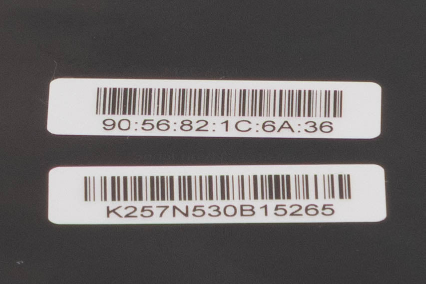 Close up of a used Bluesound Node Icon Music Streamer in a Black finish showing serial number