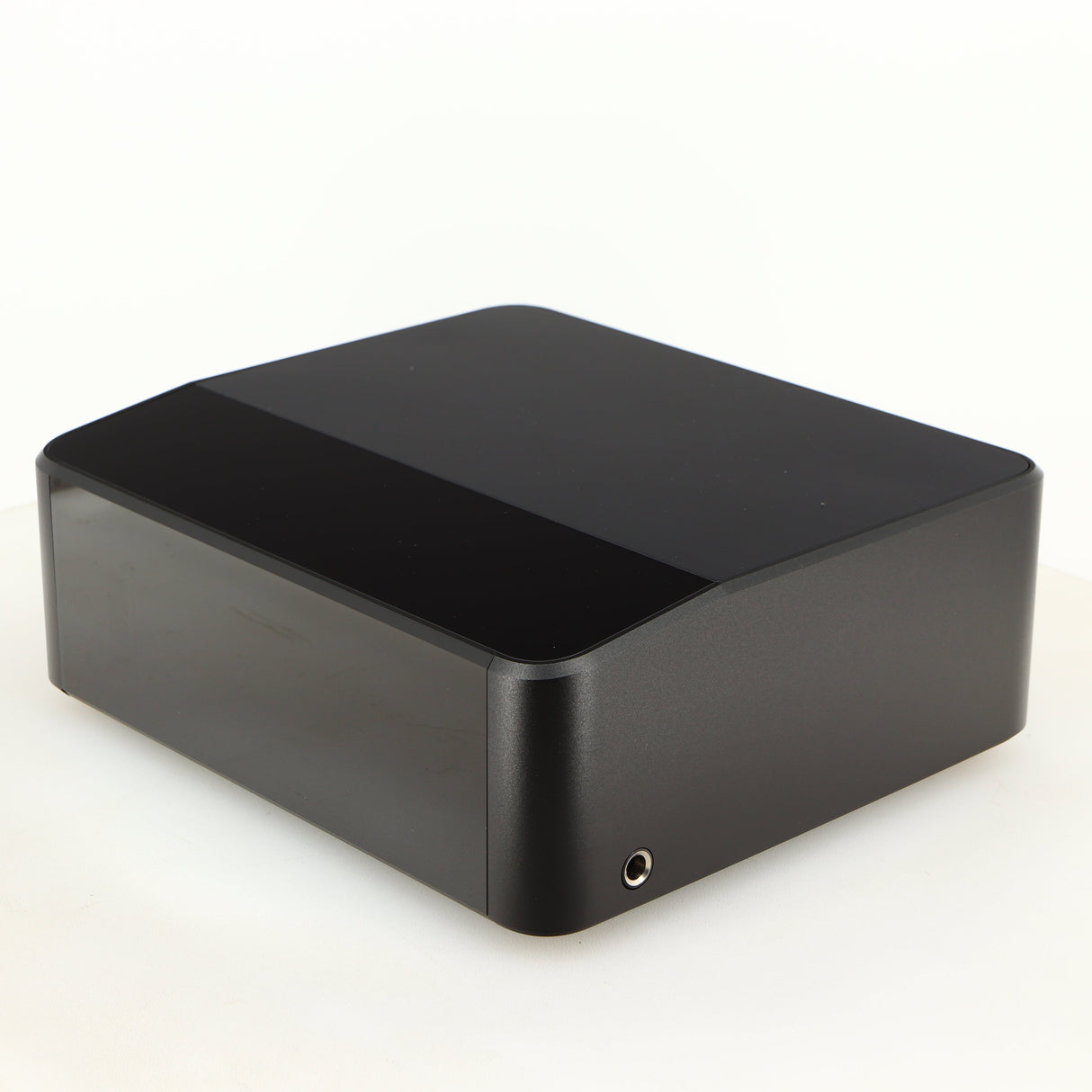 Front right corner of a used Bluesound Node Icon Streamer in a black finish