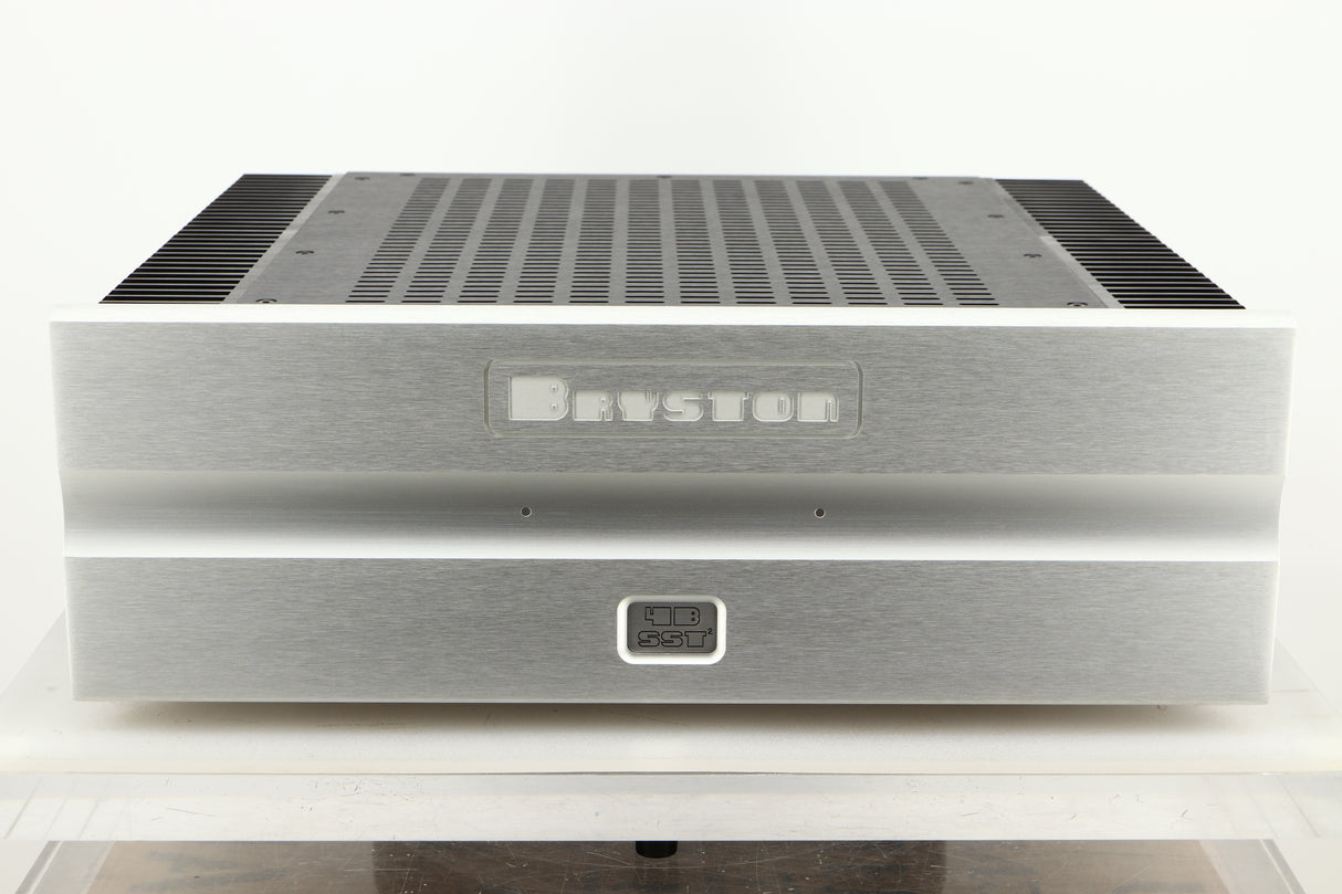 Front view of a used Bryston 4BSST2 Power Amplifier in Silver finish