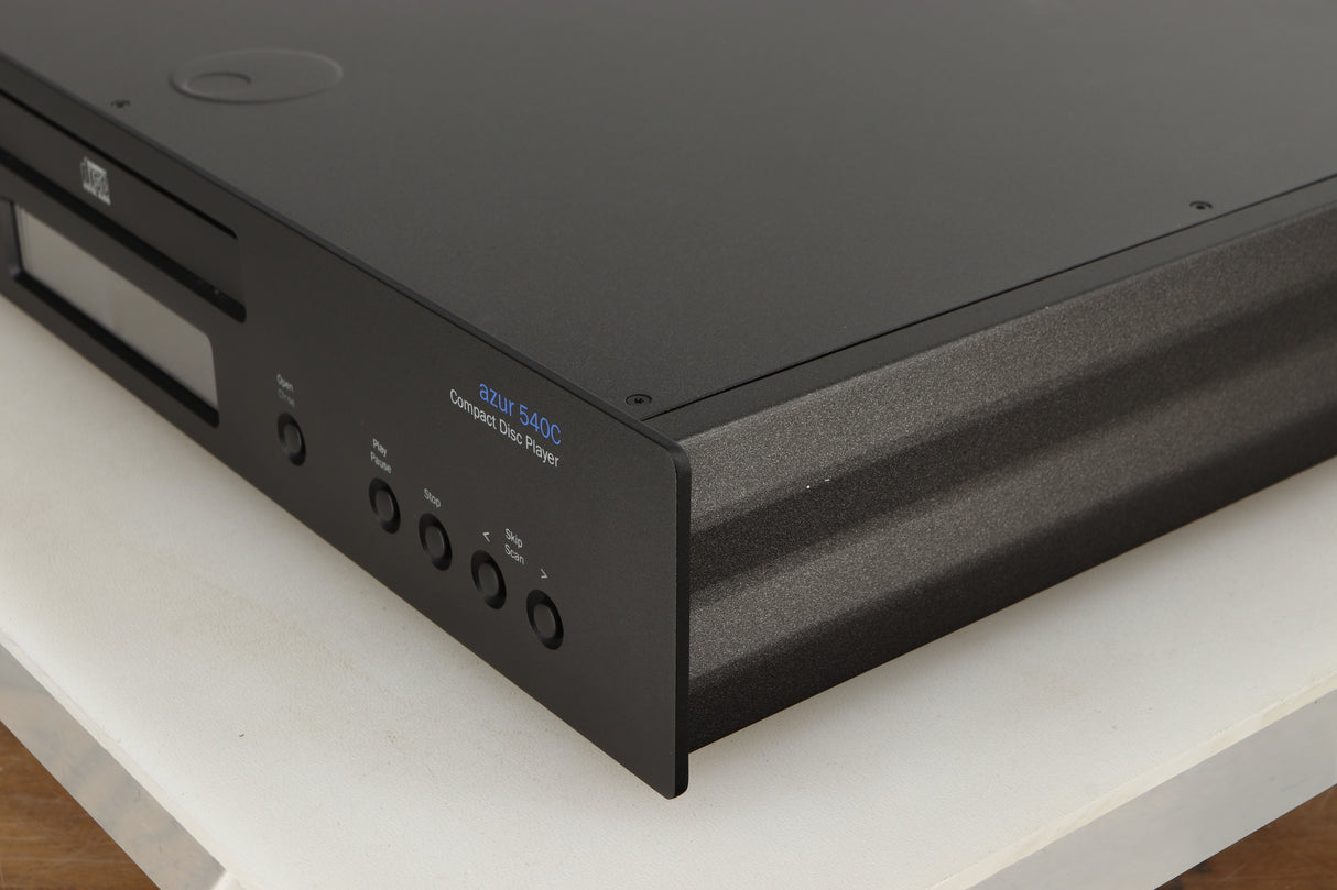Front right corner of a used Cambridge Audio Azure 540C CD Player in a black finish