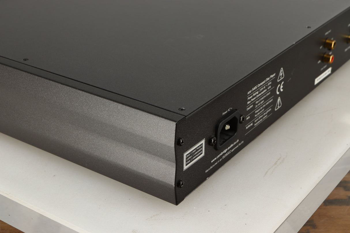 Rear right corner of a used Cambridge Audio Azure 540C CD Player in a black finish