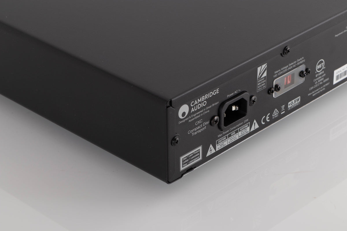 Rear left corner view of a used Cambridge Audio CXC GEN2 CD Transport