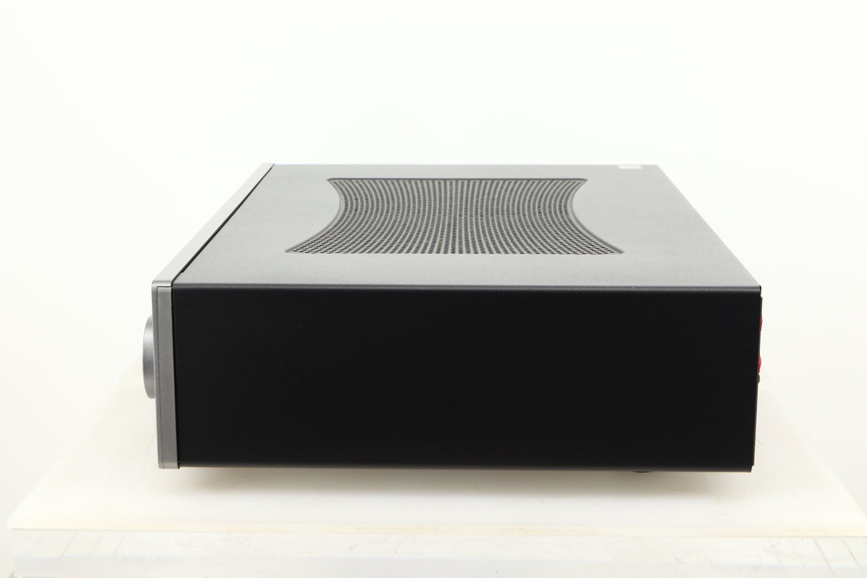 Side view of a used Cambridge Audio CXA81 Integrated Amplifier in Lunar Grey finish