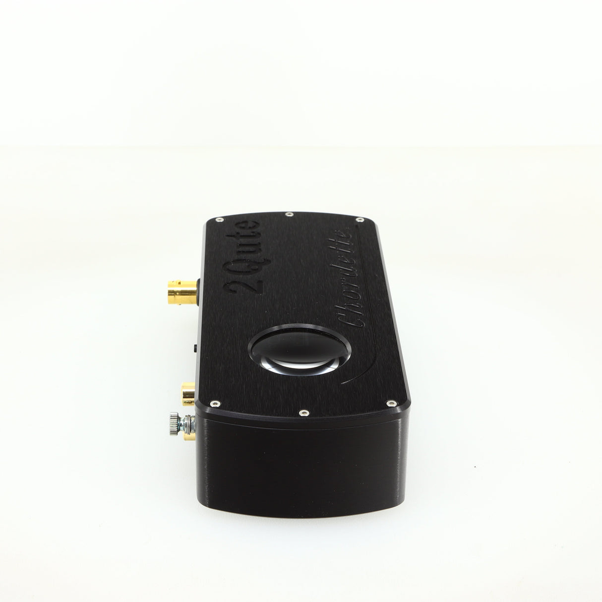 Left side view of a used Chord electronics 2Qute Chordette Digital Analogue Converter in a black finish