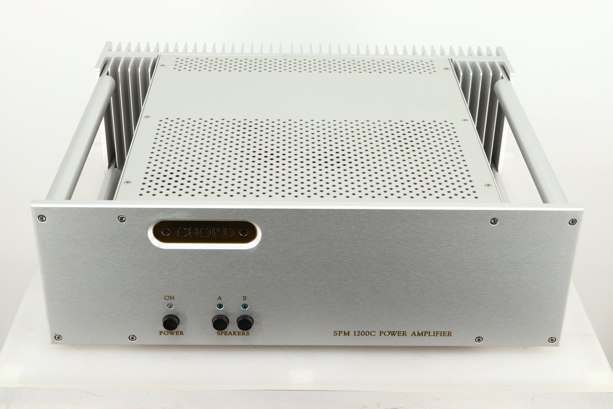 Top view of a used Chord Electronics SPM1200C Power Amplifier in Silver finish