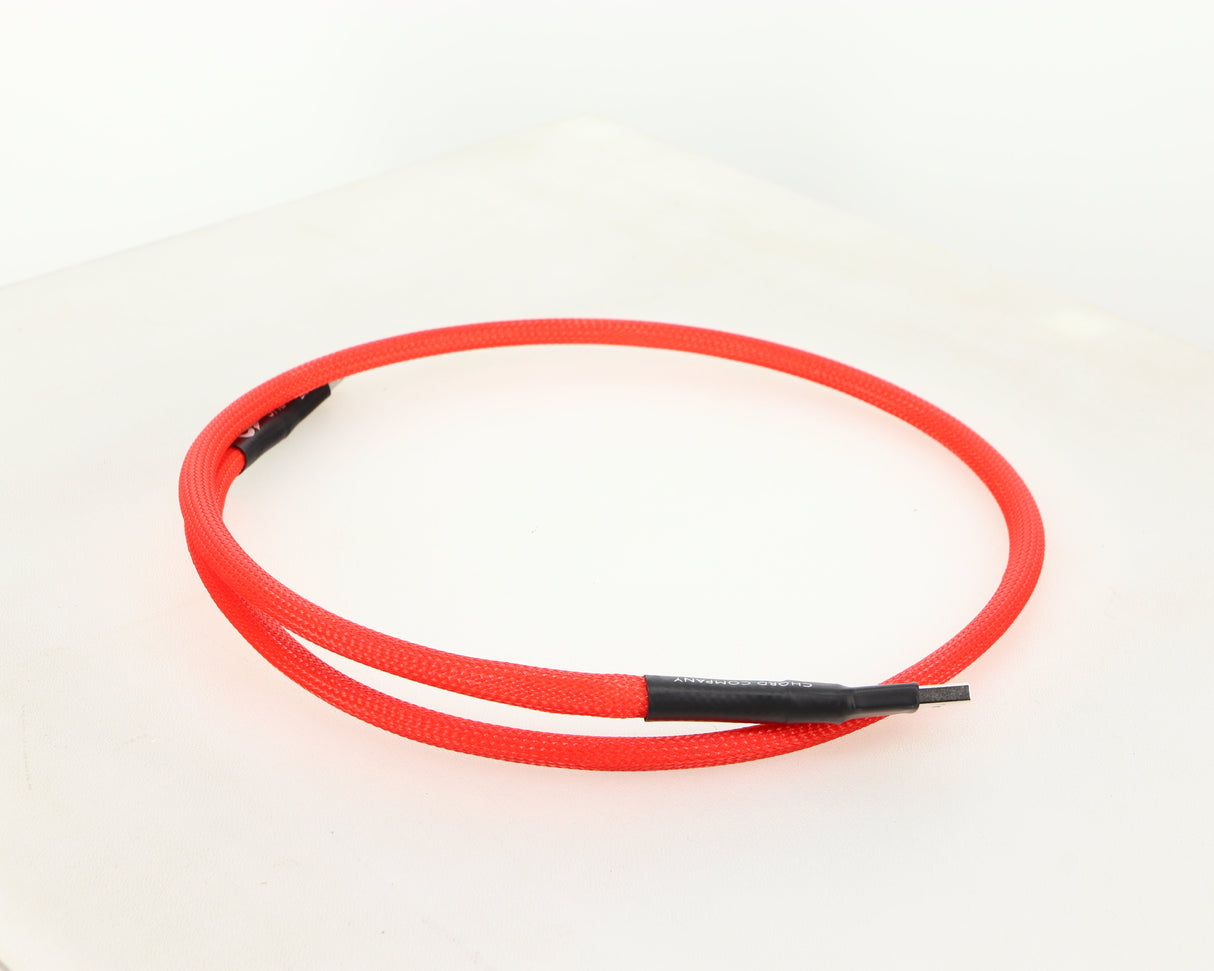 Rear left angle of a used Chord Shawline USB Cable 1.0m in red
