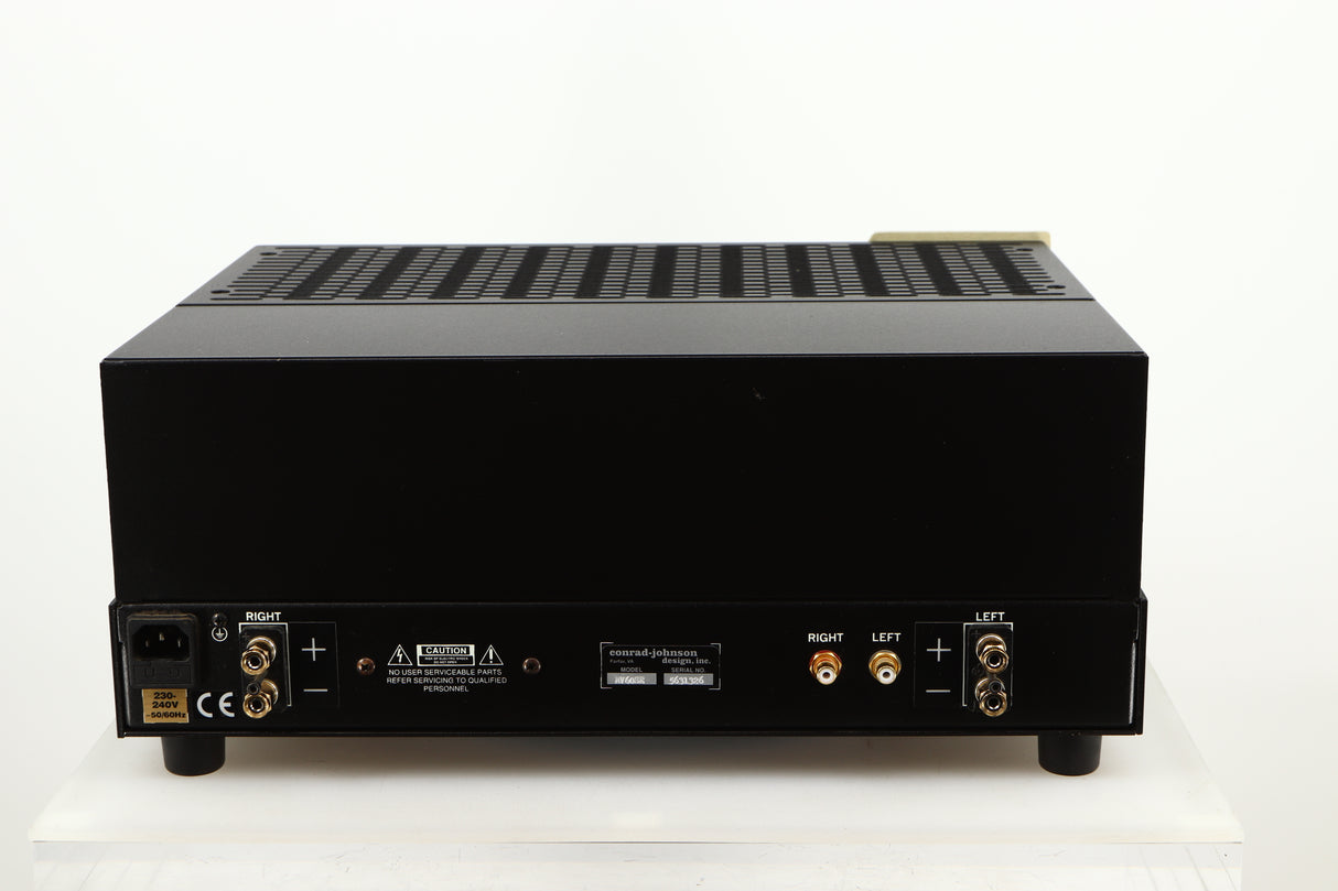 Rear view of a used Conrad Johnson MV60SE Power Amplifier showing Mains Input