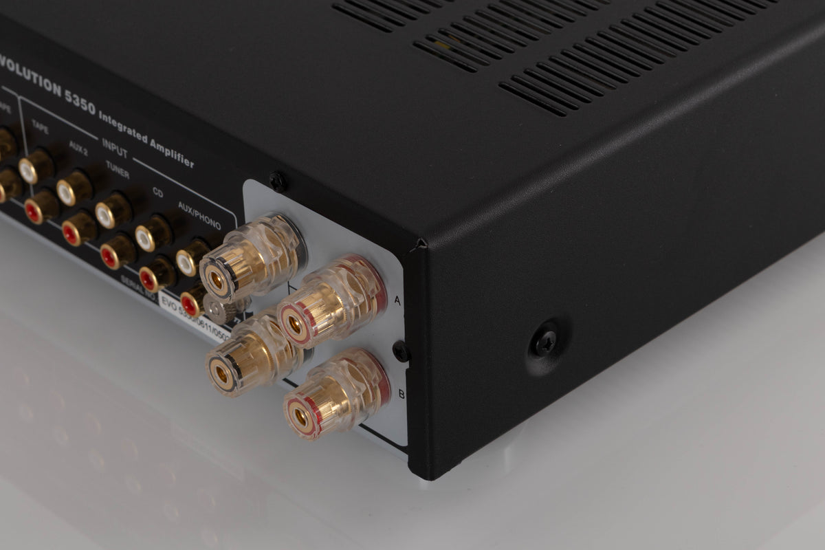 Rear right corner view of a used Creek 5350 Evolution Integrated Amplifier in Silver
